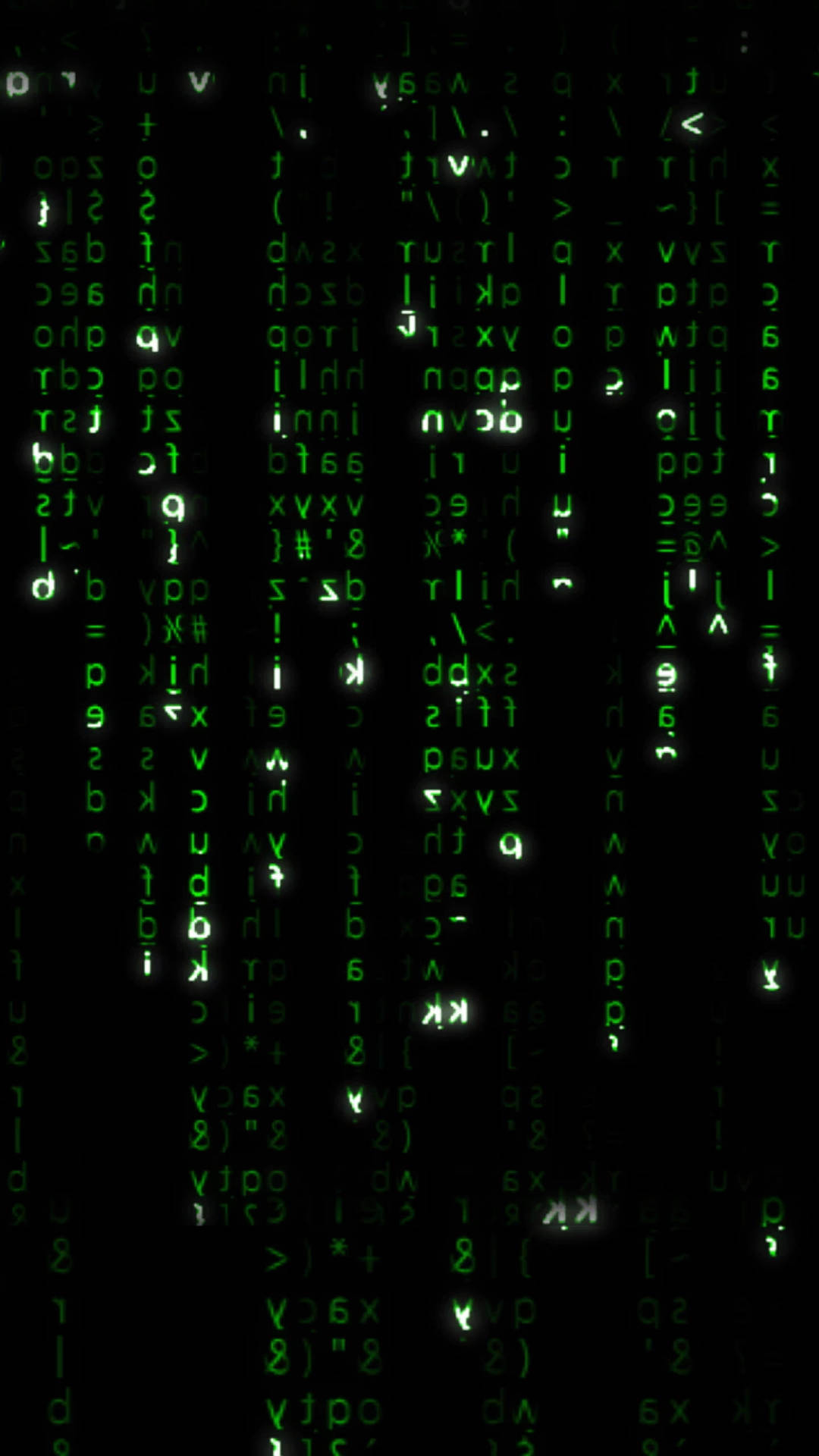Glowing Matrix Code Rain Hacking Android Background
