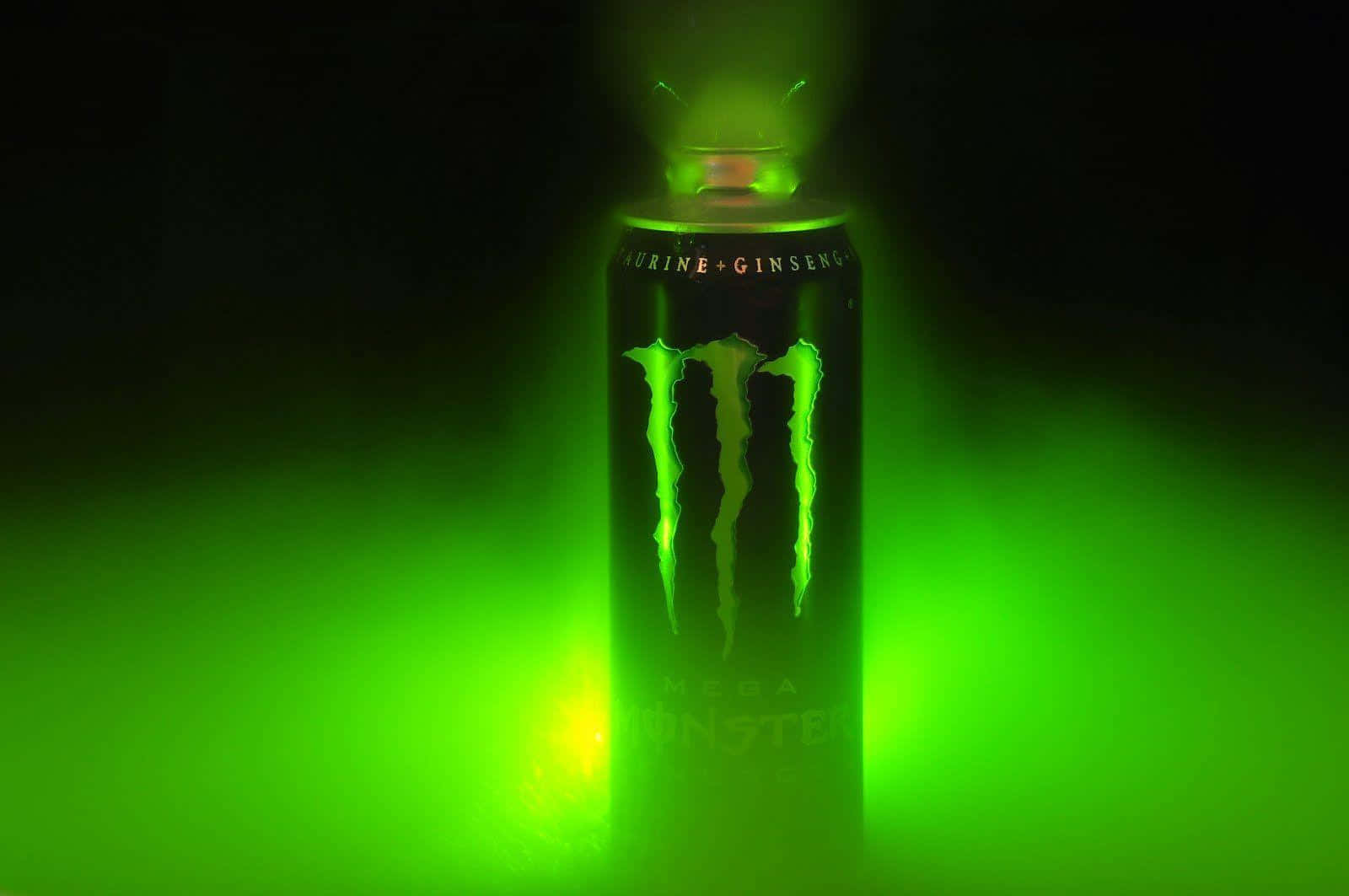 Glowing Monster Energy Drink Bottle Background