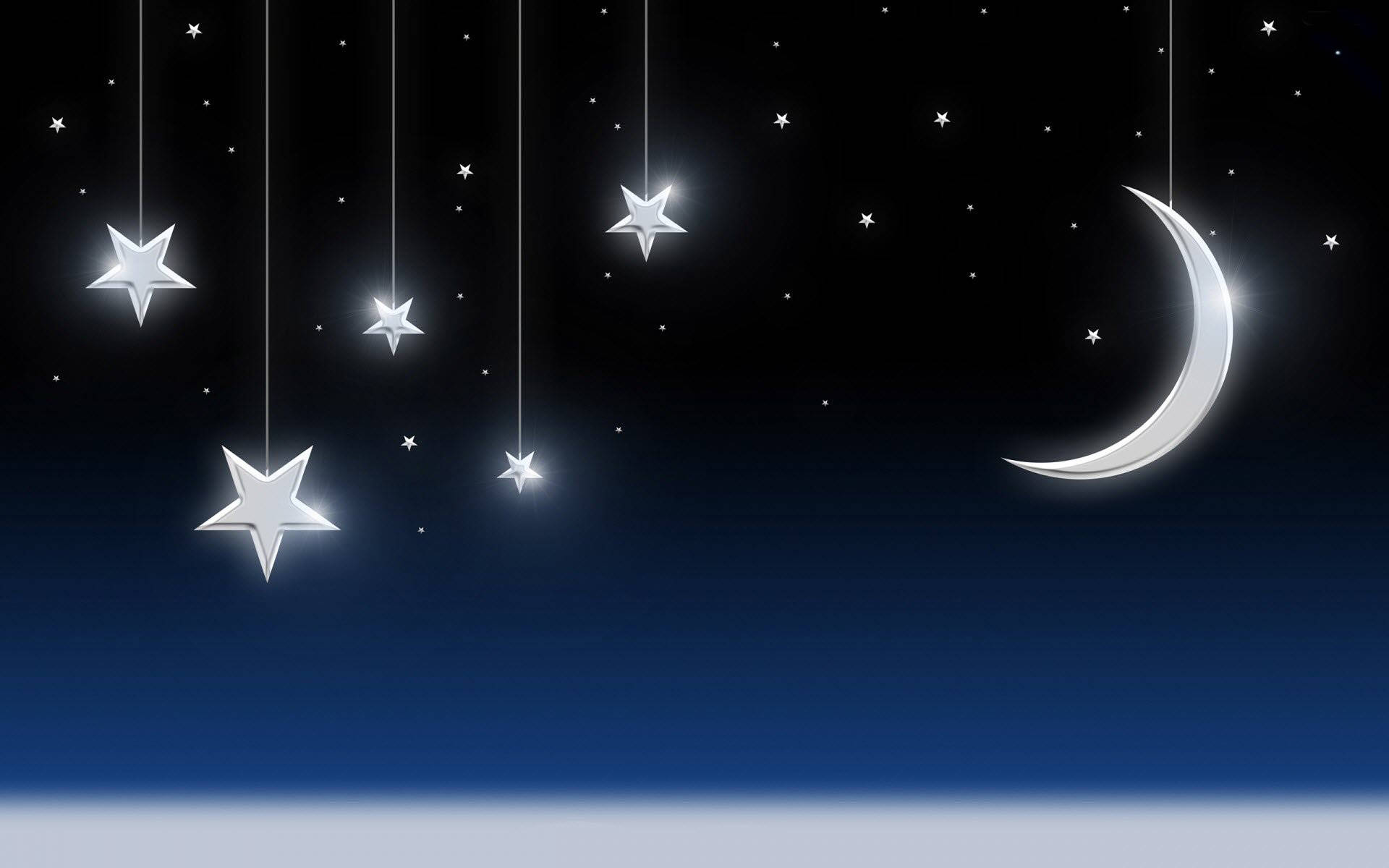 Glowing Moon And Stars Background