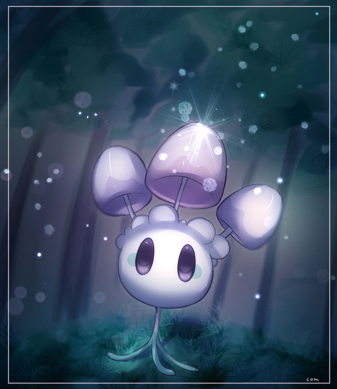 Glowing Morelull 3d In Forest Background