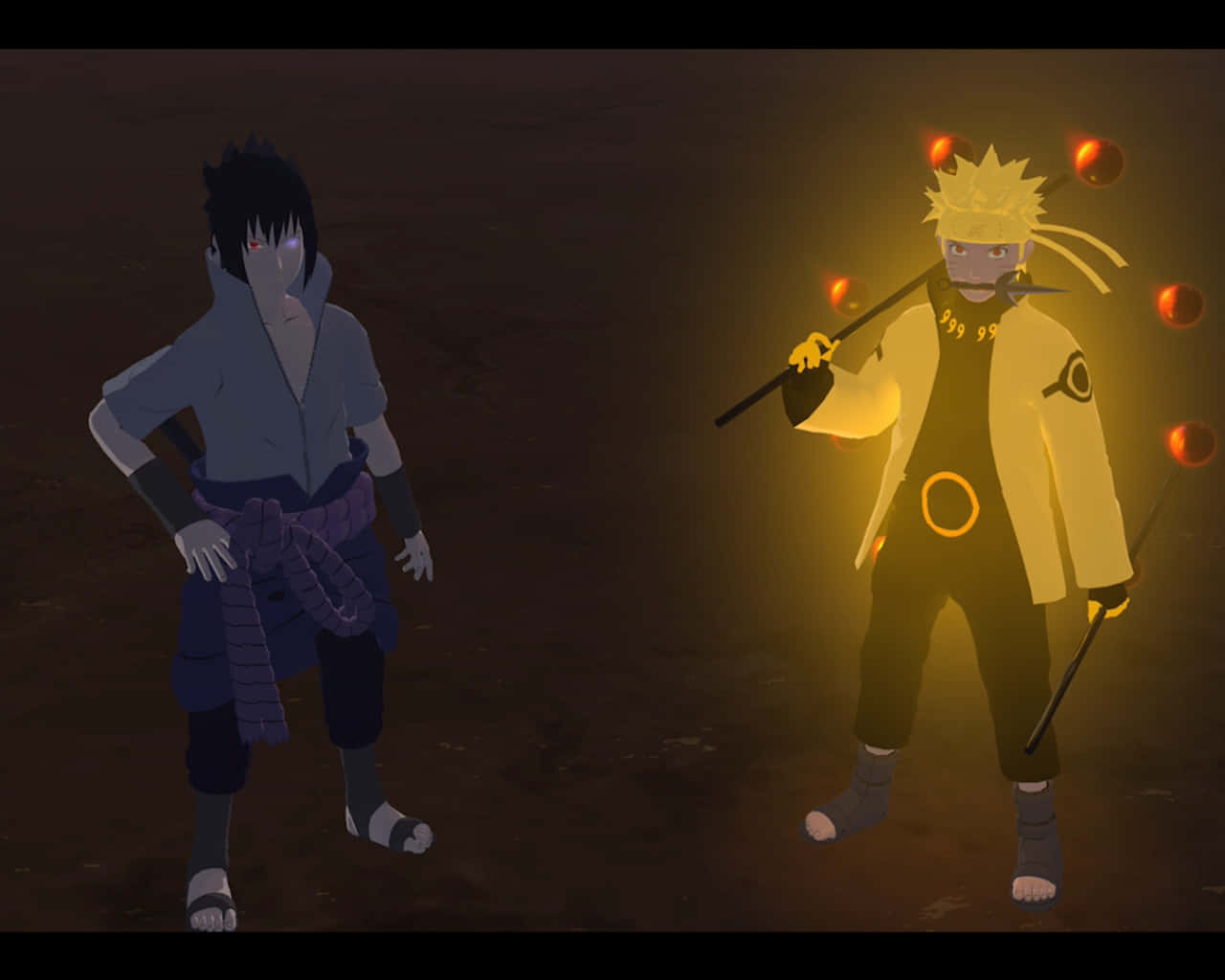 Glowing Naruto Sage Of Six Paths With Sasuke Wallpaper Background