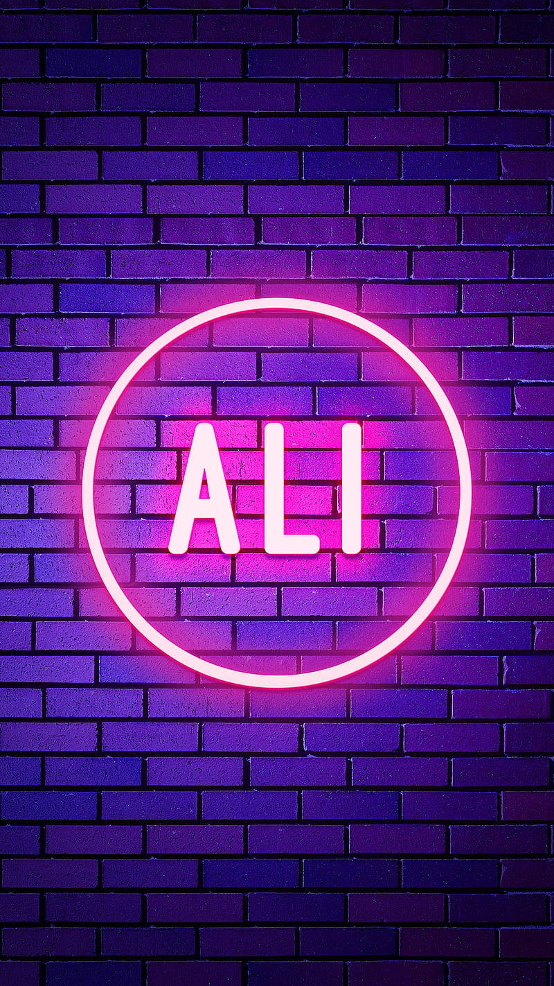 Glowing Neon Ali Name Background