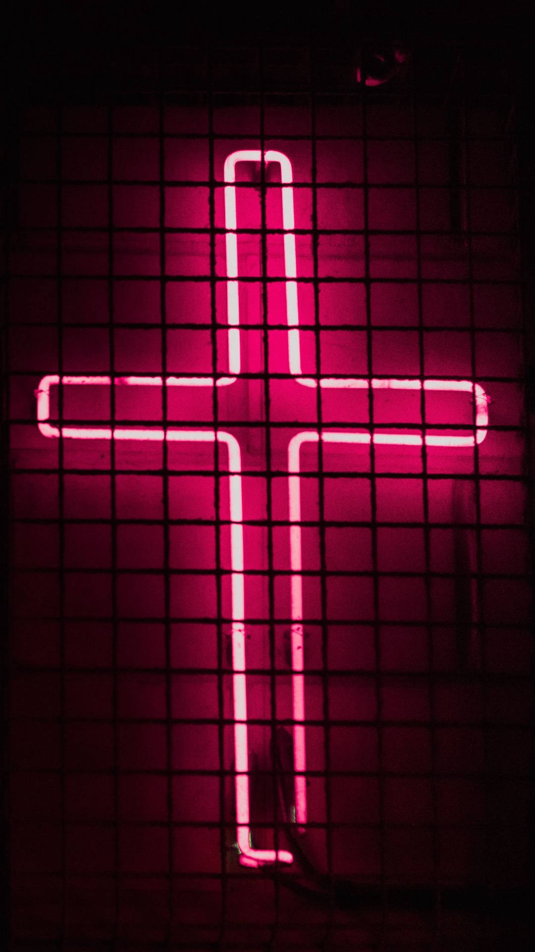 Glowing Neon Cross Christian Iphone Background