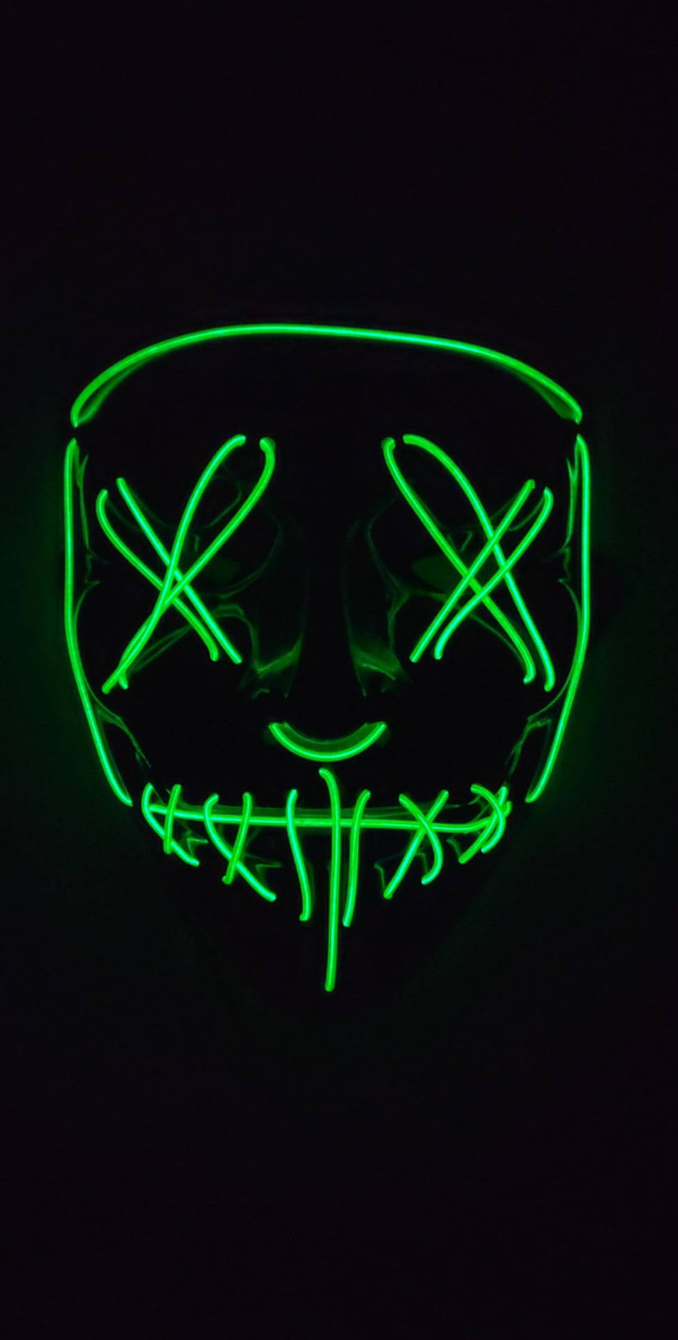 Glowing Neon Green Purge Mask Background