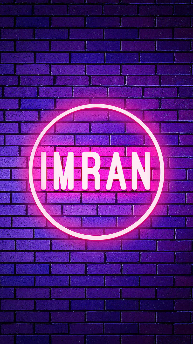 Glowing Neon Imran Name Background
