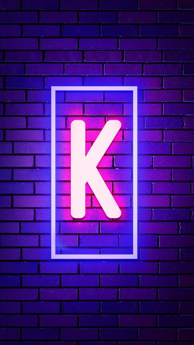Glowing Neon Letter K Name Background