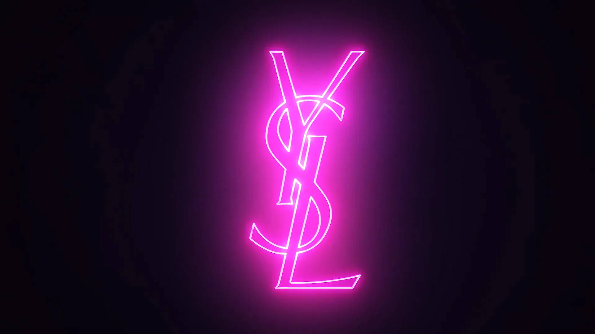 Glowing Neon Pink Ysl Logo Background