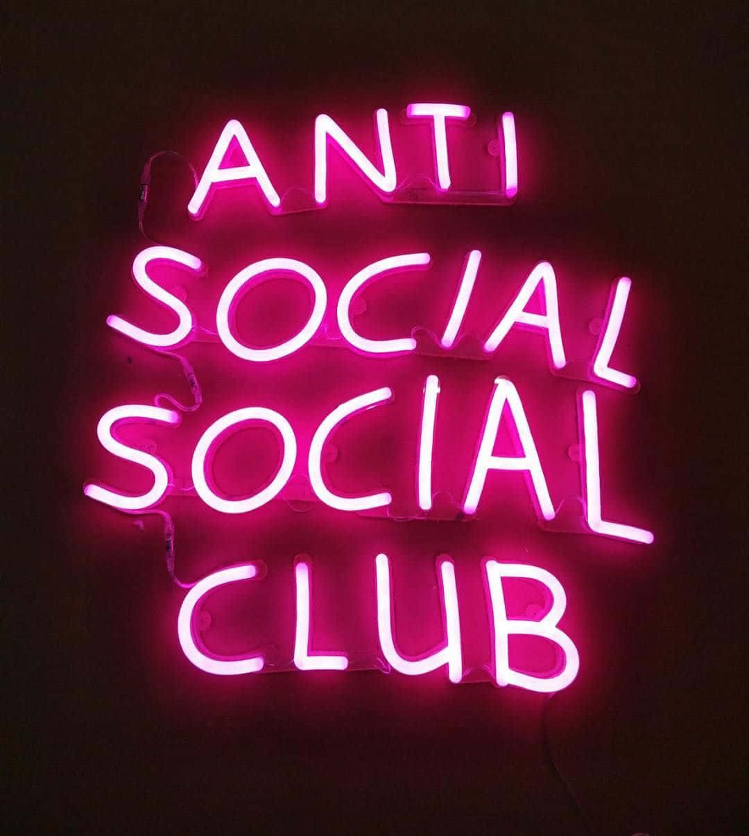 Glowing Neon Sign Of Anti Social Club Iphone Background