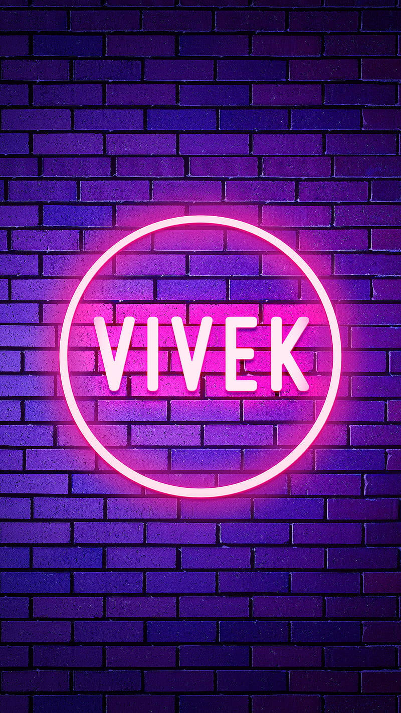 Glowing Neon Vivek Name Background