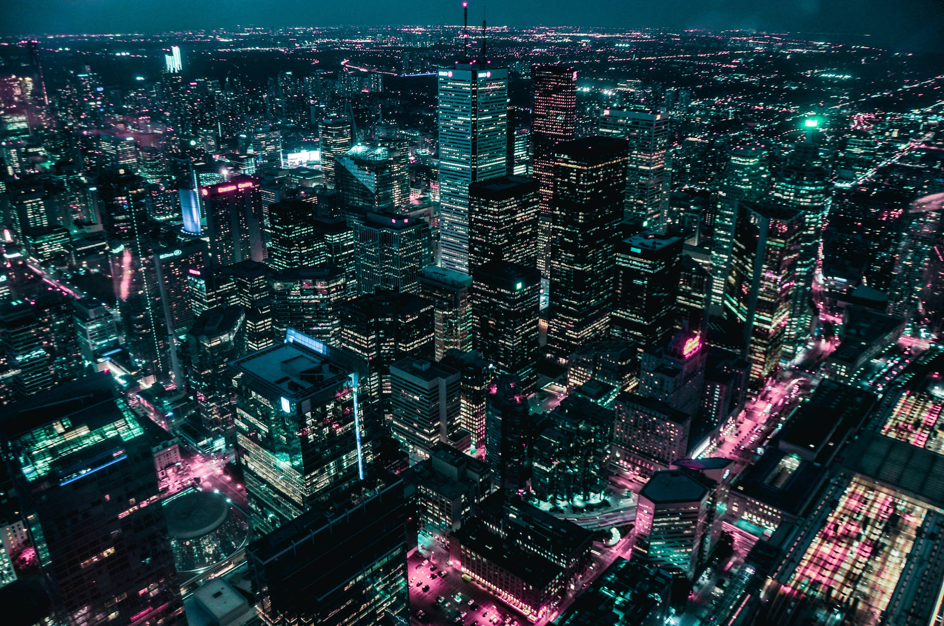 Glowing New York City At Night Background