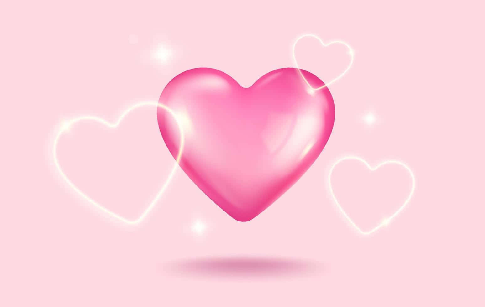 Glowing Pink Heart Background Background