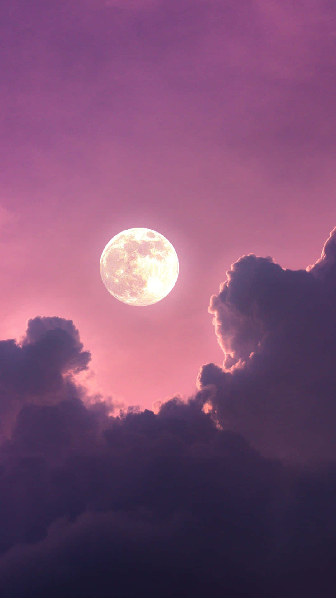 Glowing Pink Moon And Clouds Background