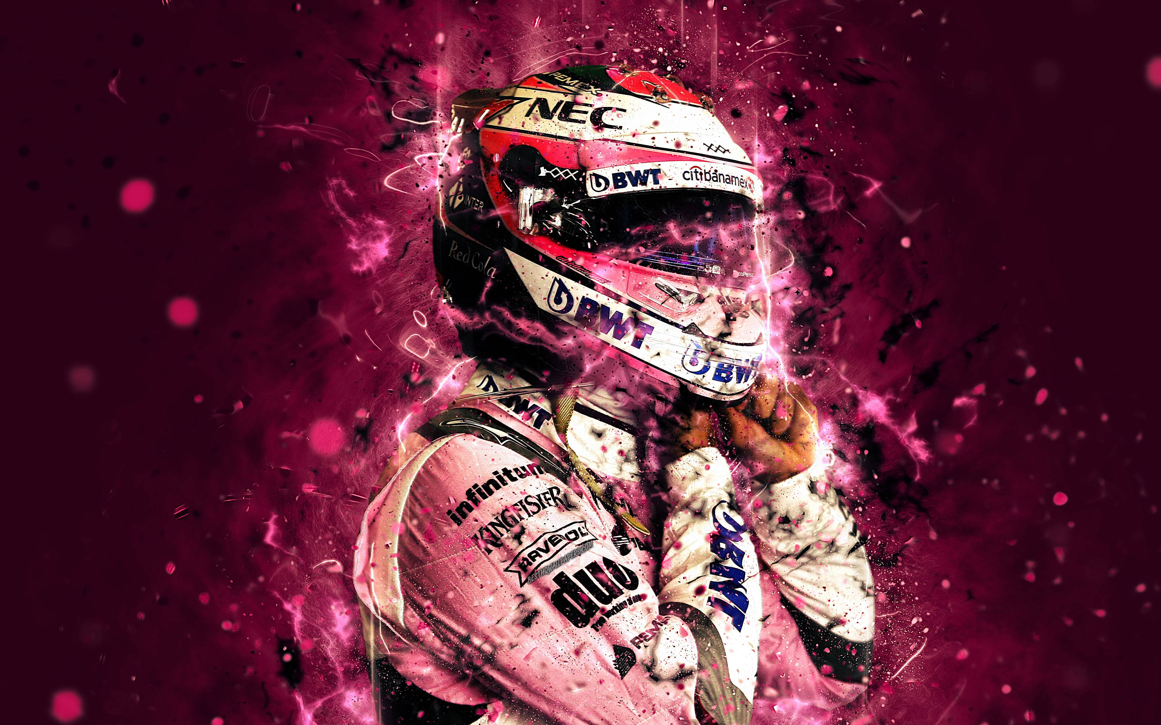 Glowing Pink Sergio Perez Background