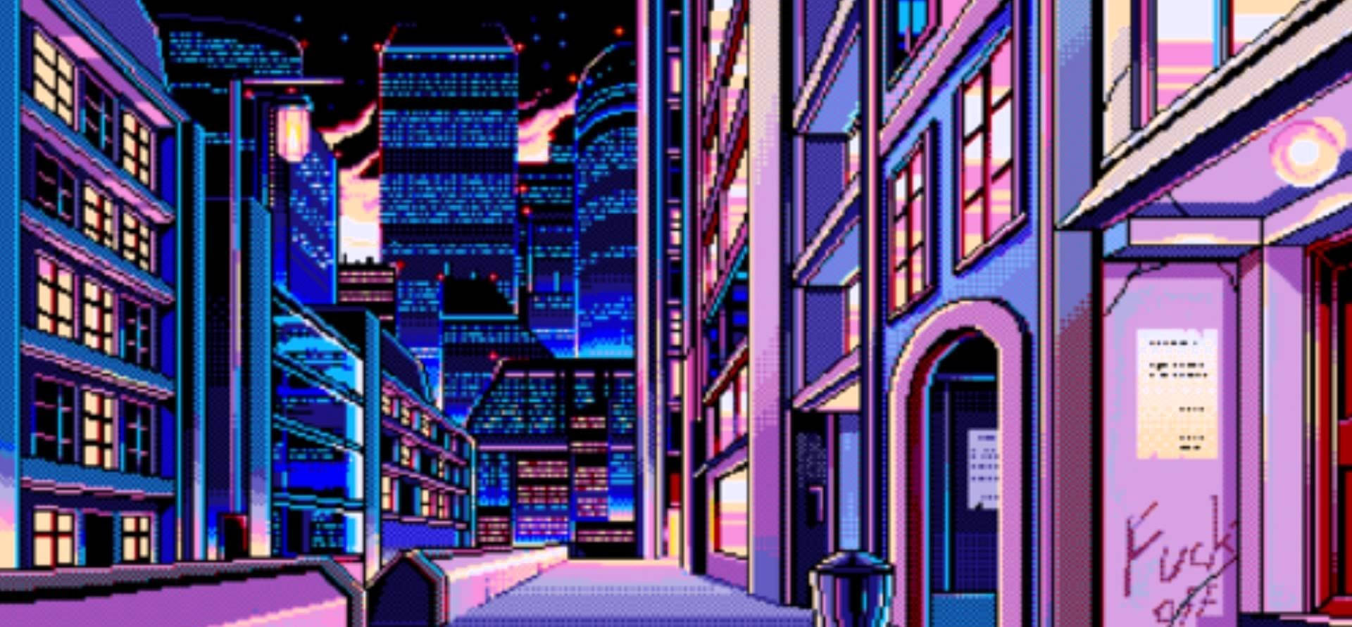 Glowing Pixel Art With Aesthetically Pleasing Patterns Background