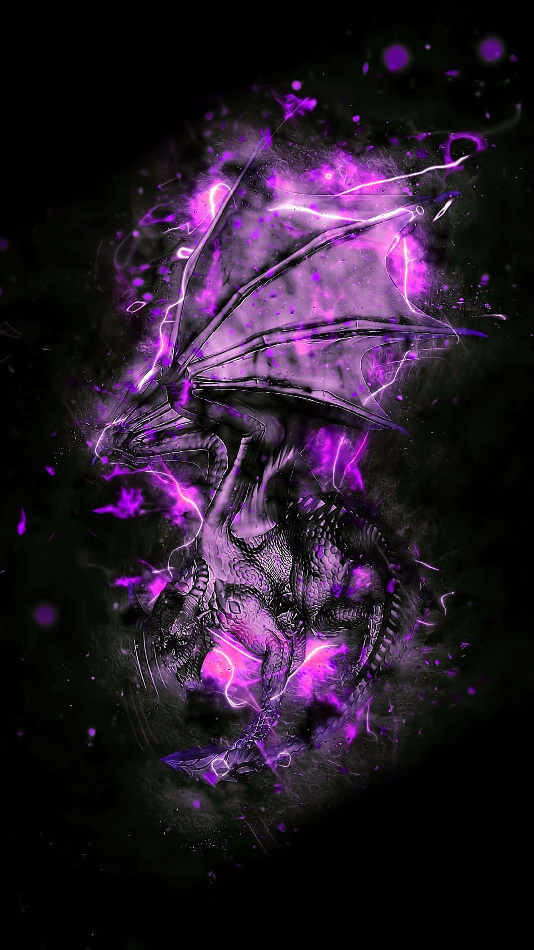 Glowing Power In Purple Dragon Background