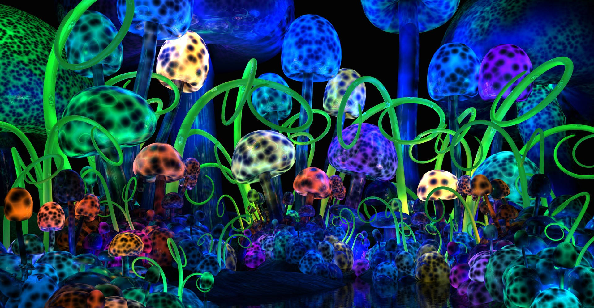 Glowing Psychedelic Mushroom Background