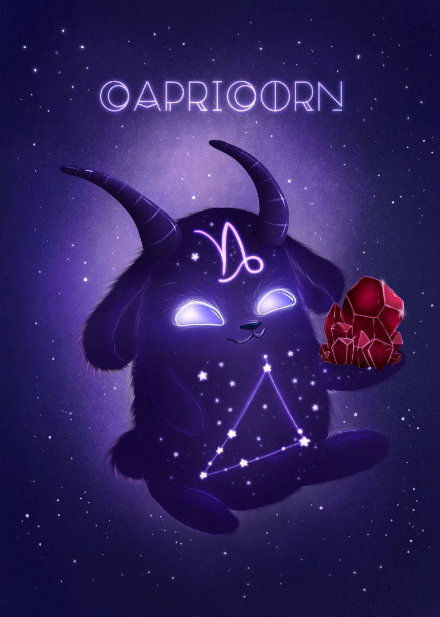 Glowing Purple Capricorn Background