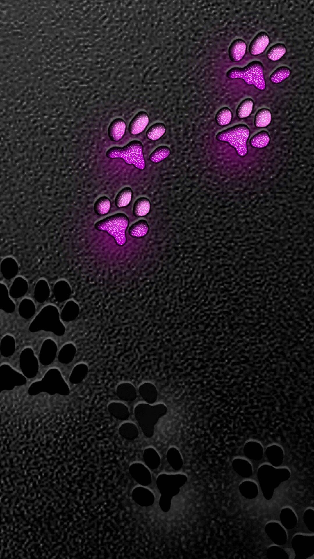 Glowing Purple Paw Print Background
