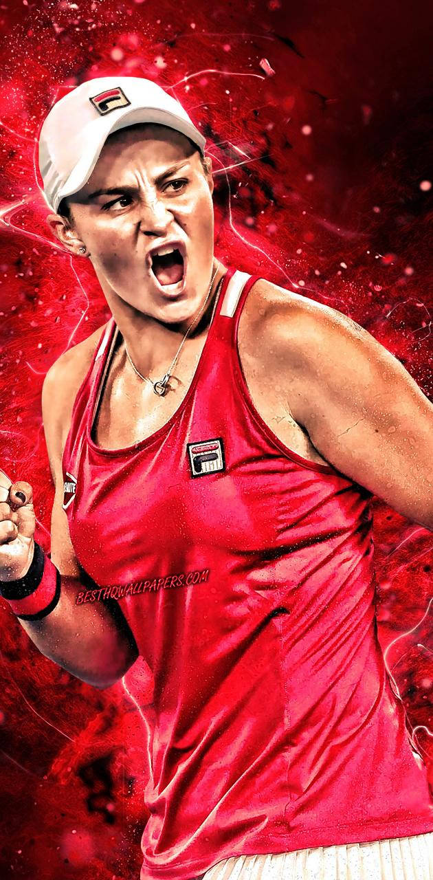 Glowing Red Ashleigh Barty Background