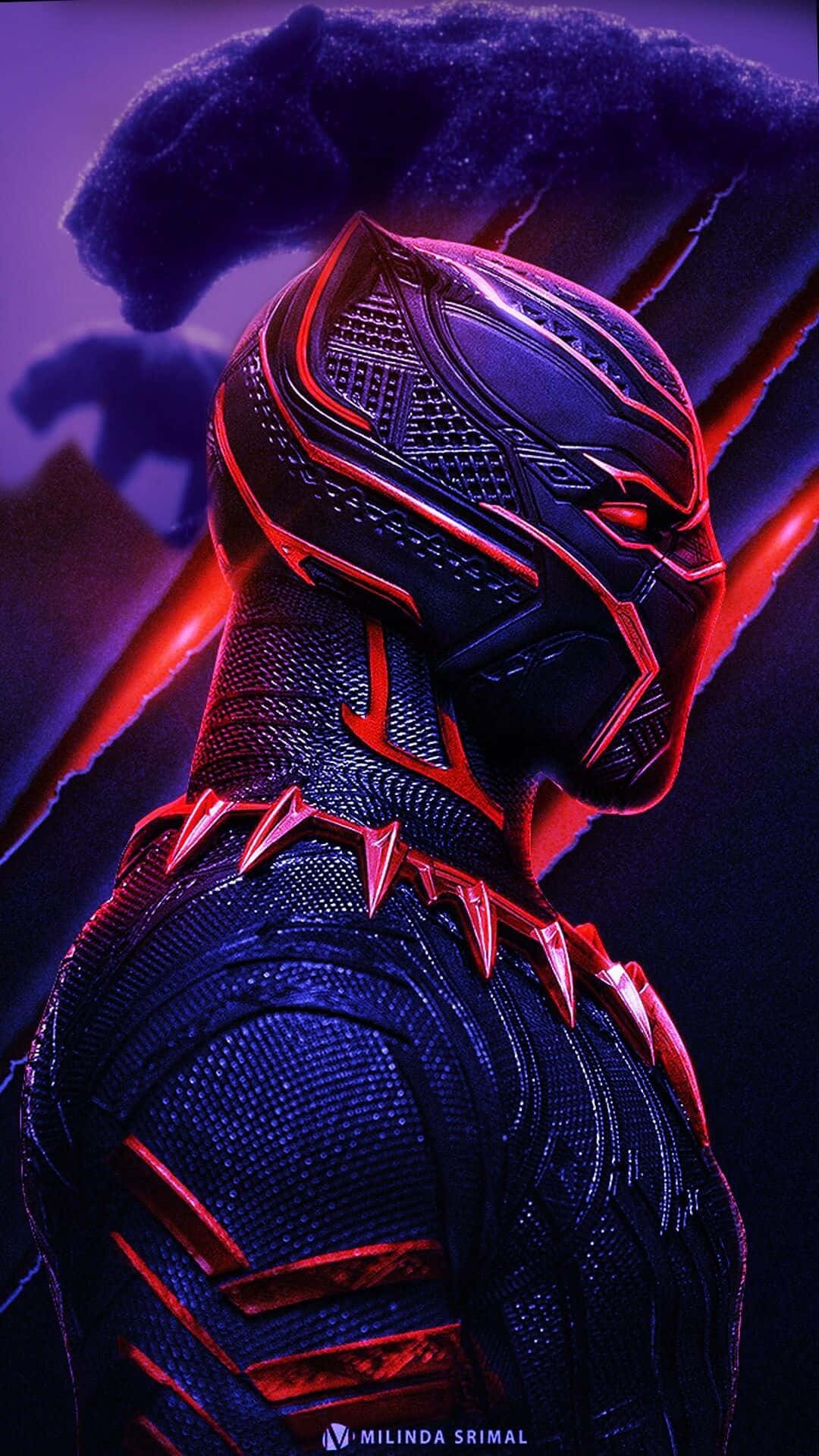 Glowing Red Black Panther Hero Background