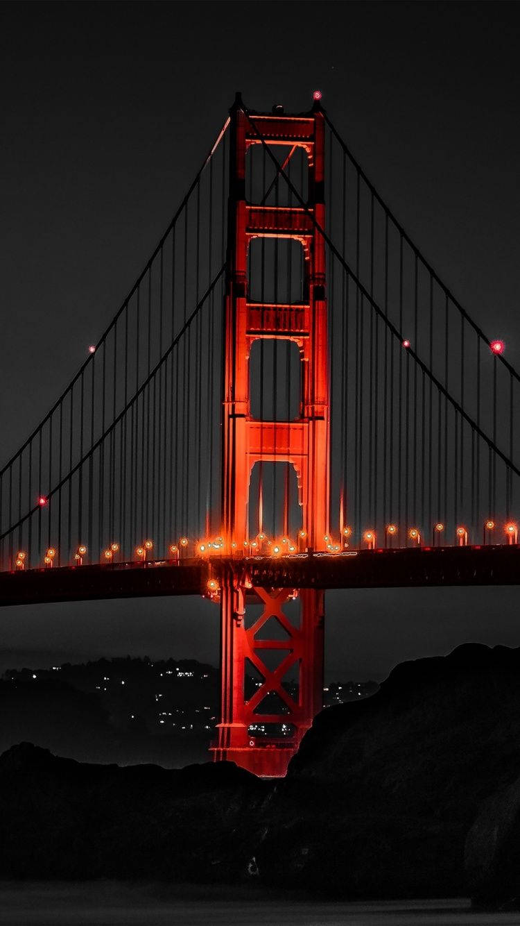 Glowing Red Bridge Of San Francisco Iphone
