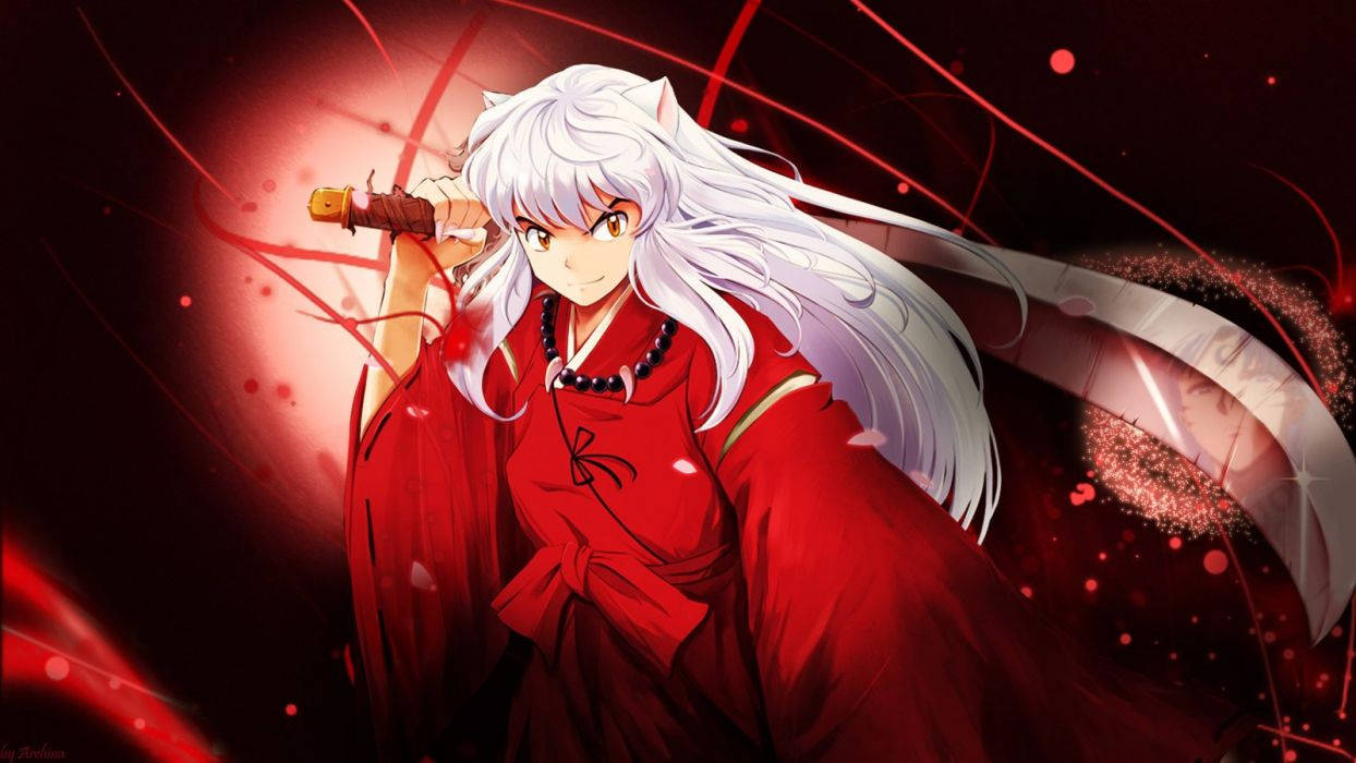 Glowing Red Inuyasha Background