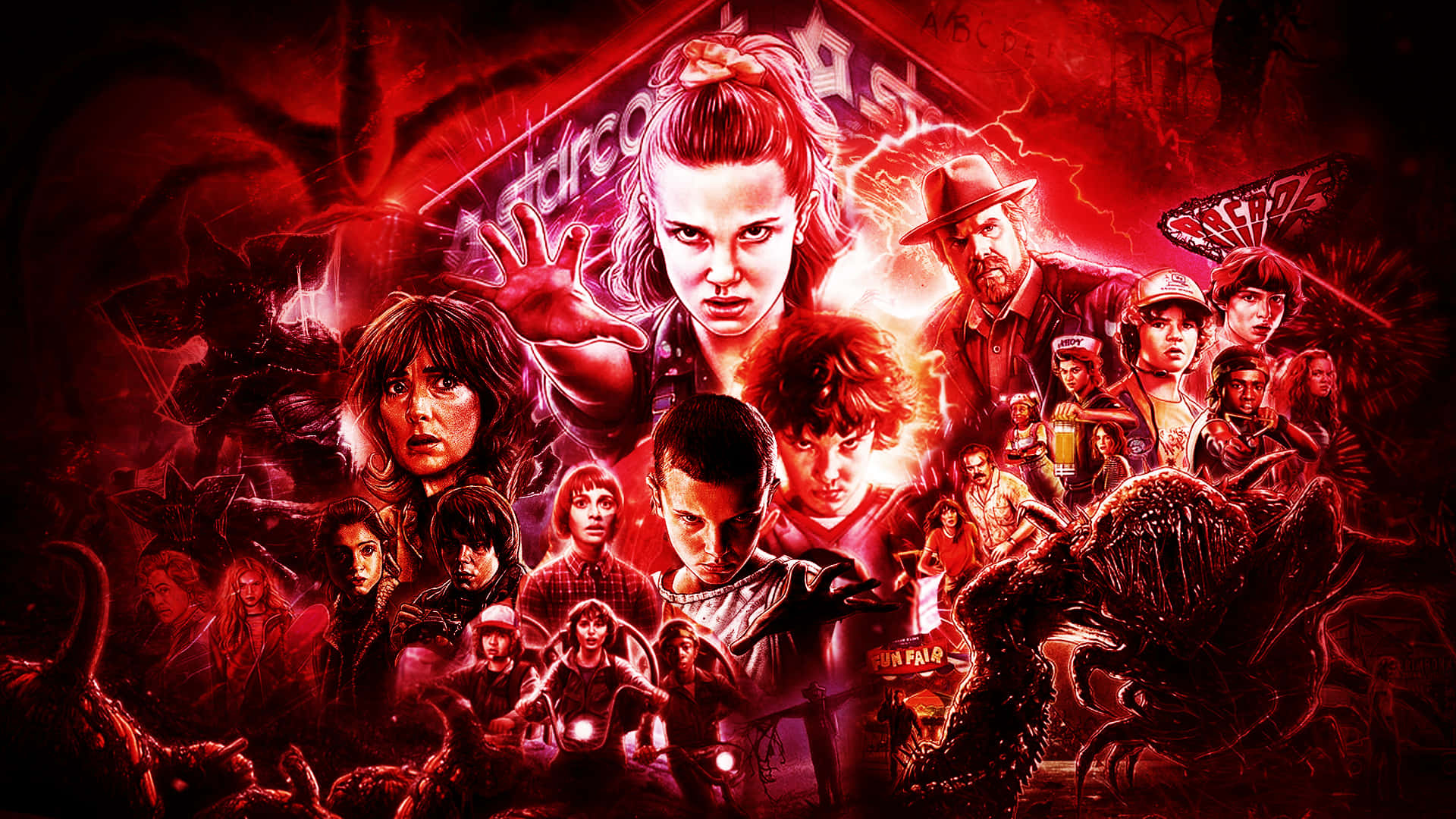 Glowing Red Stranger Things Background