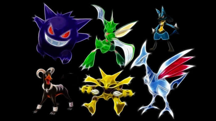 Glowing Scyther And Other Pokemons Background