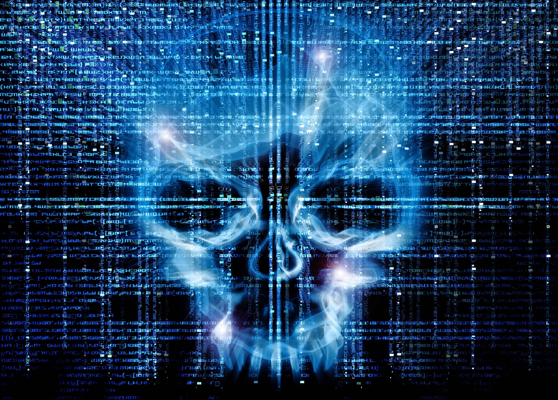 Glowing Skull Computer Script Hacker 4k Background