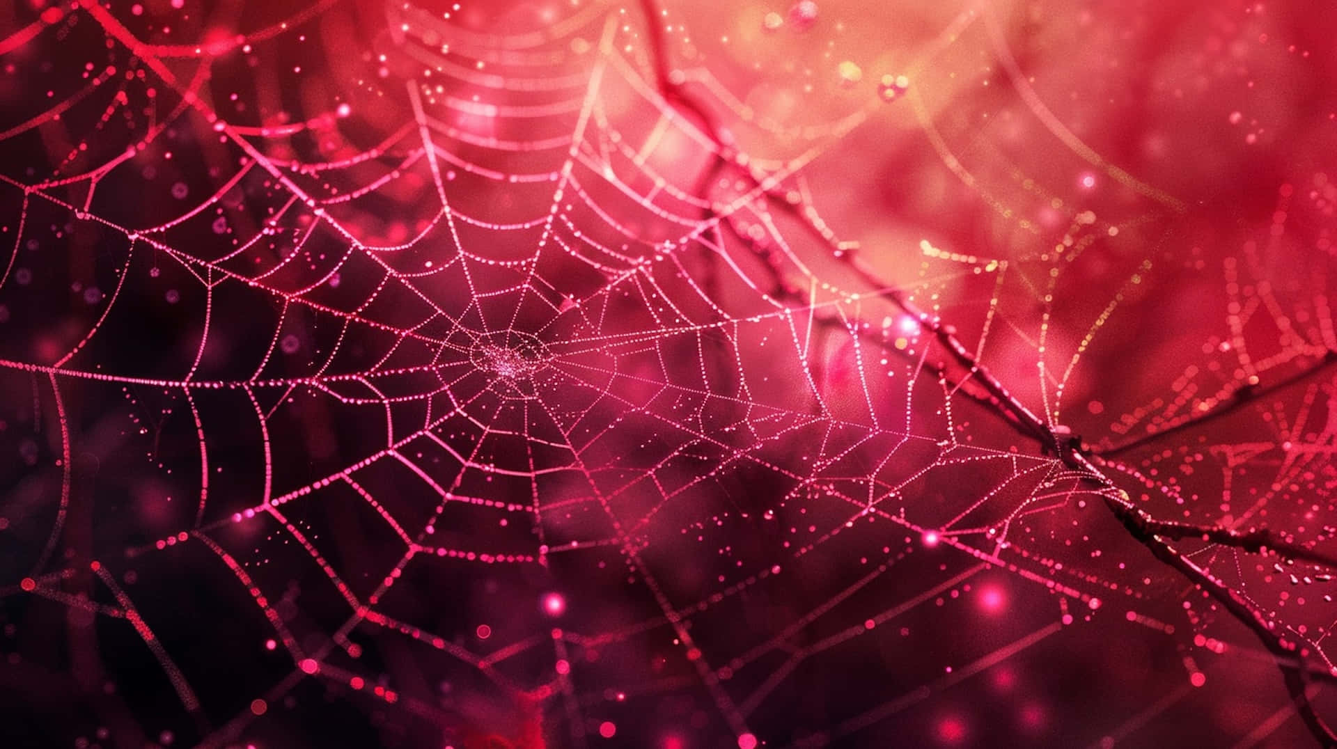 Glowing Spider Web Abstract Background