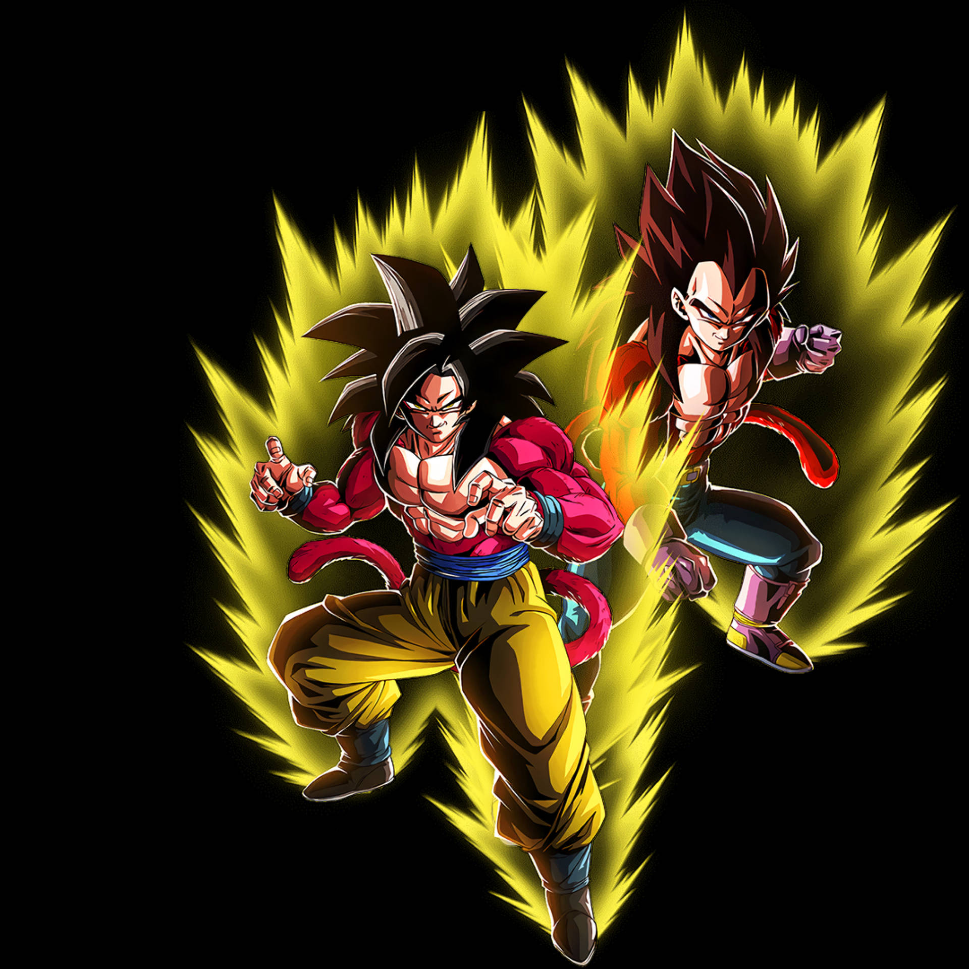 Glowing Ssj4 Goku And Vegeta Background