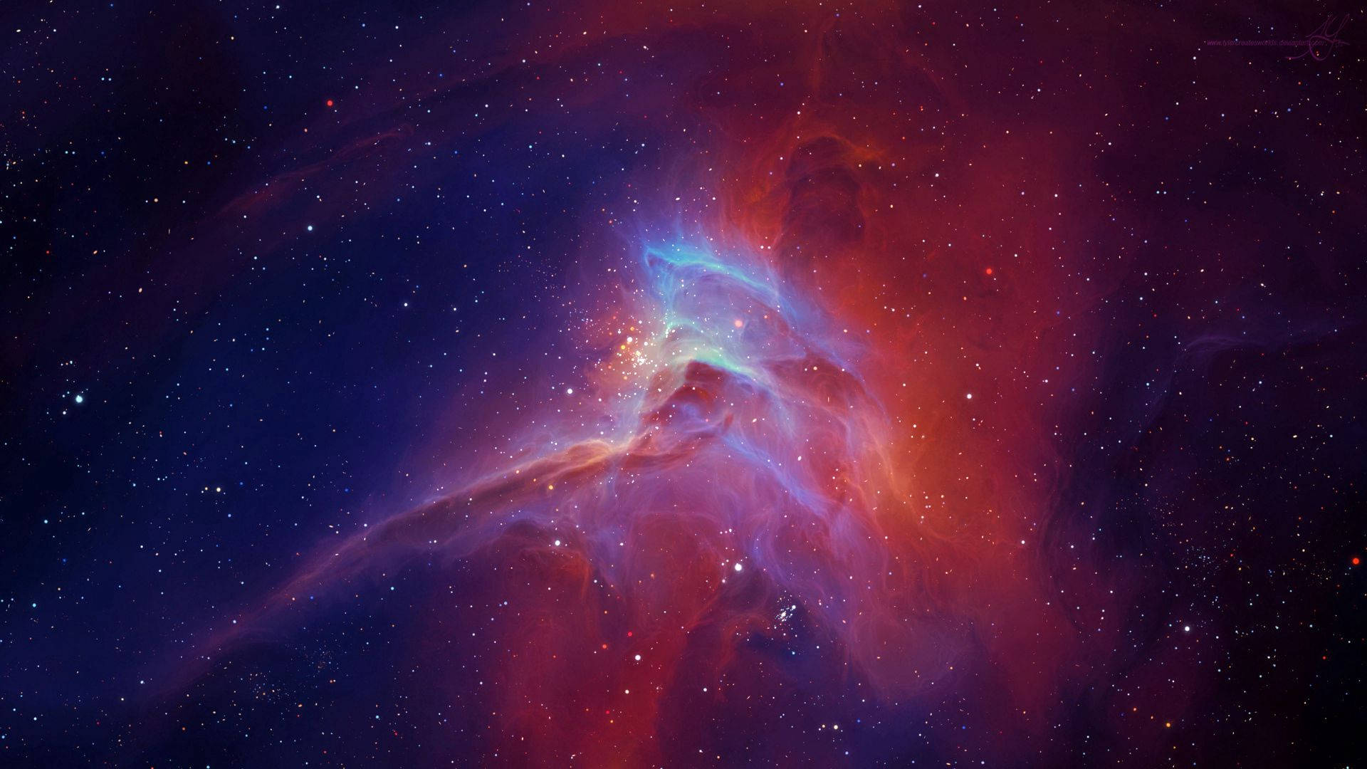 Glowing Star And Nebula Lightshow In The Universe Background
