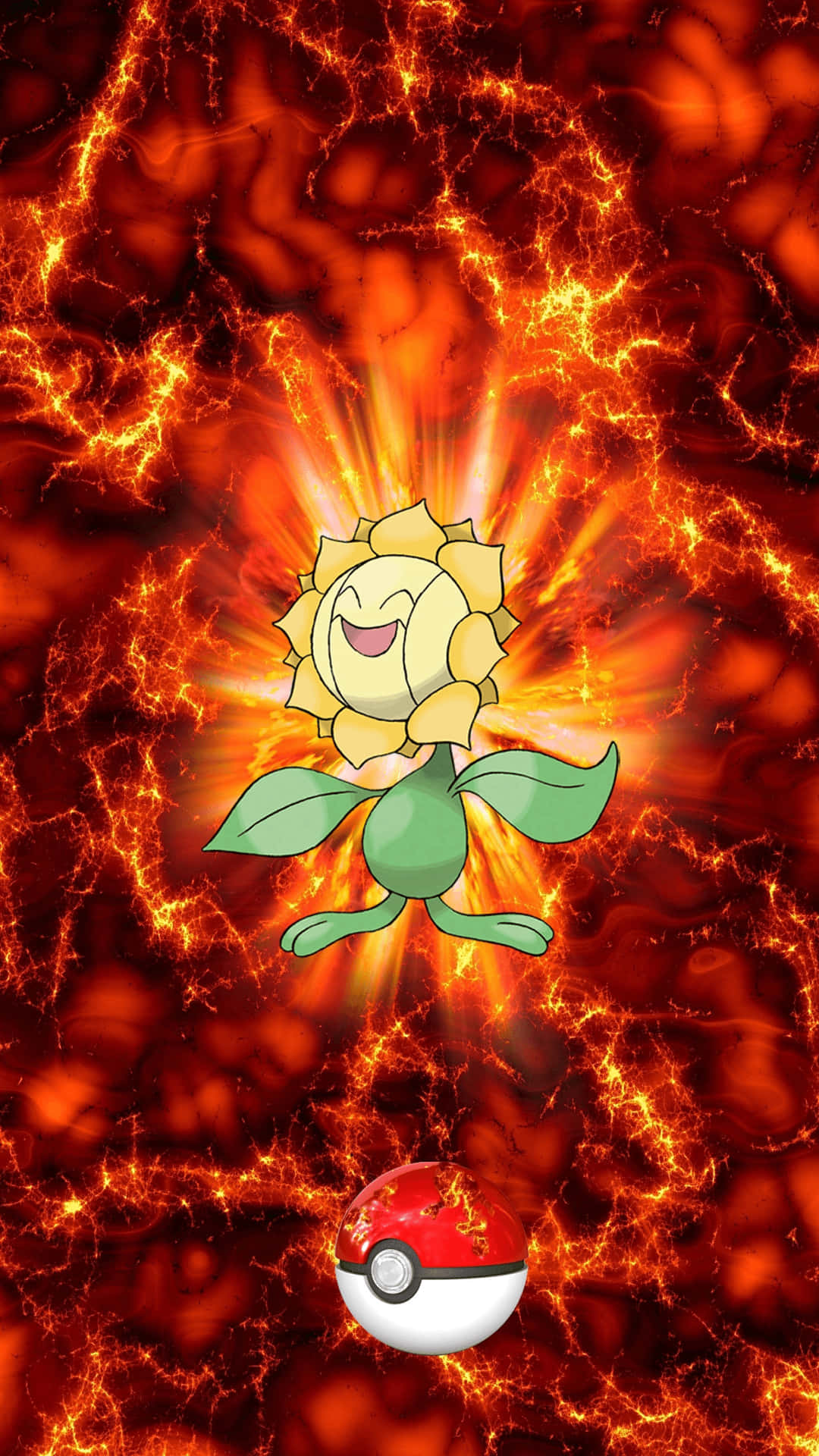 Glowing Sunflora With Pokeball Background
