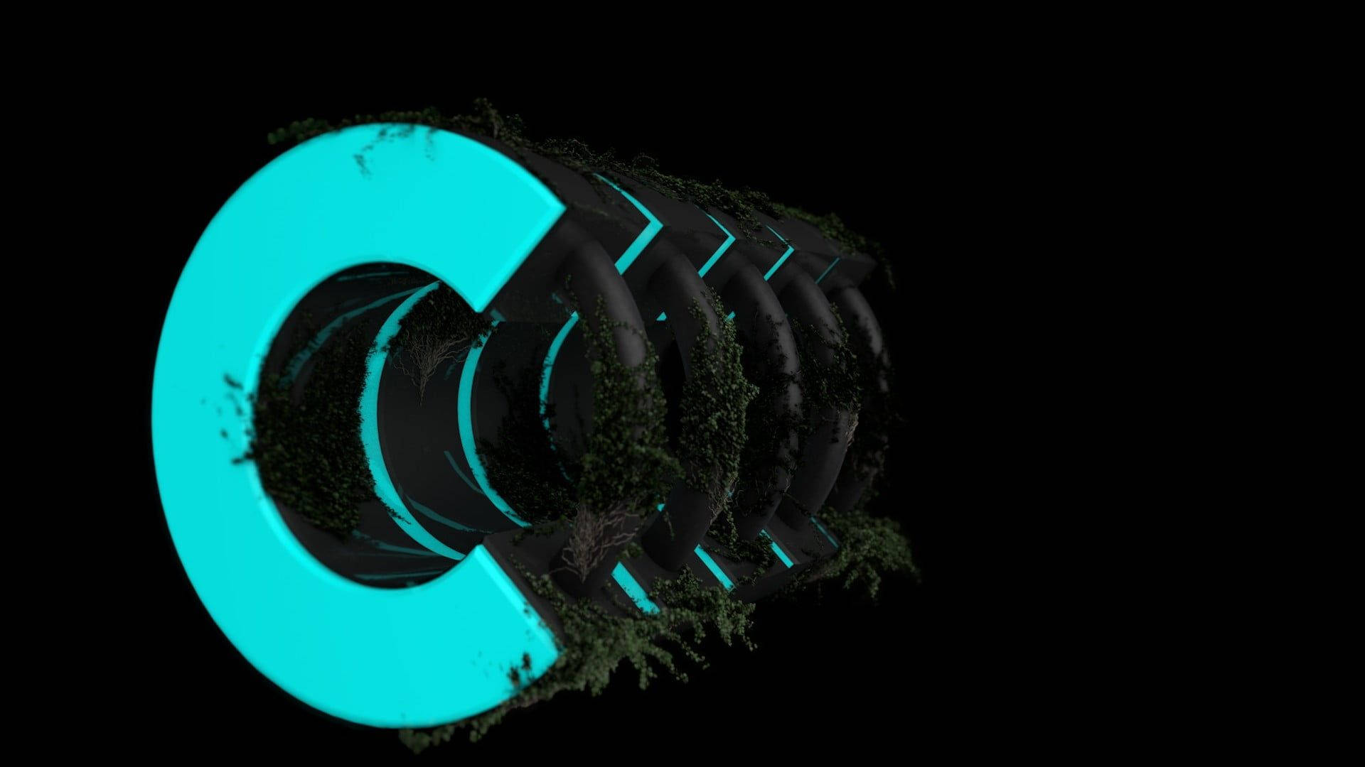Glowing Teal Letter C