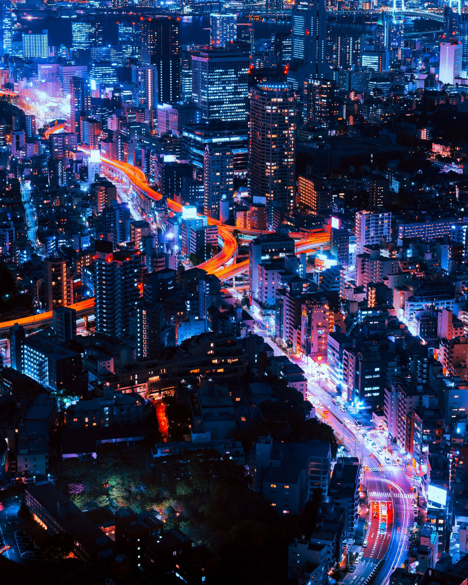 Glowing Tokyo City At Night Panorama