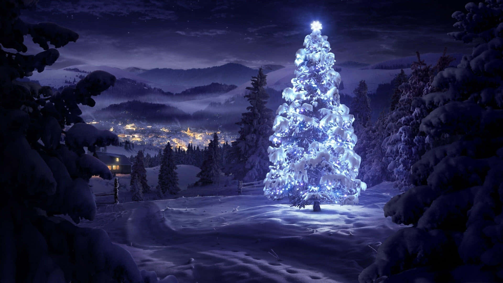 Glowing Tree High Resolution Christmas Desktop Background