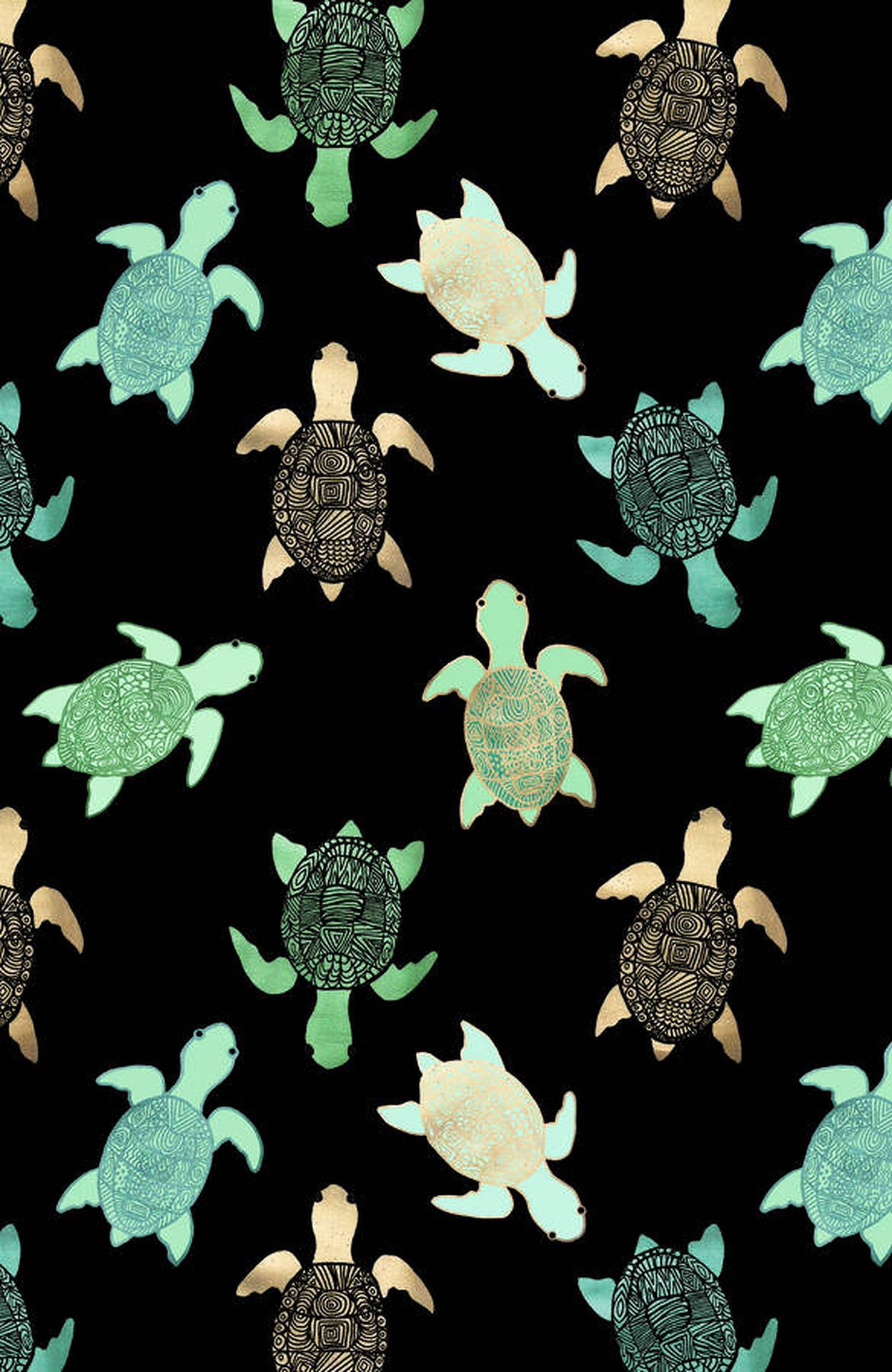 Glowing Turtle Black Poster Background