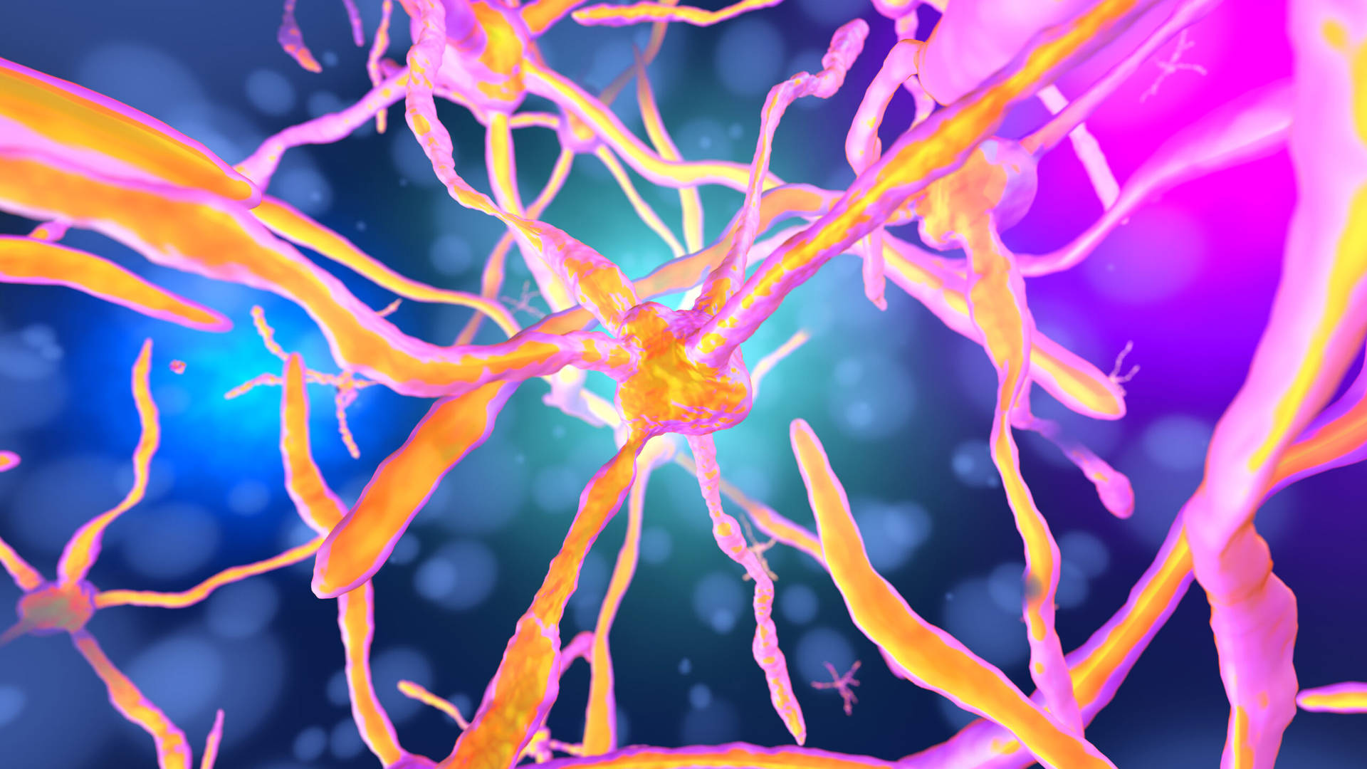 Glowing Volatile Neurons Up-close Background