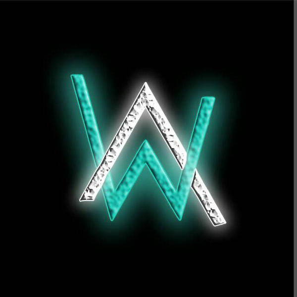 Glowing White And Teal Alan Walker Logo Black Background Background