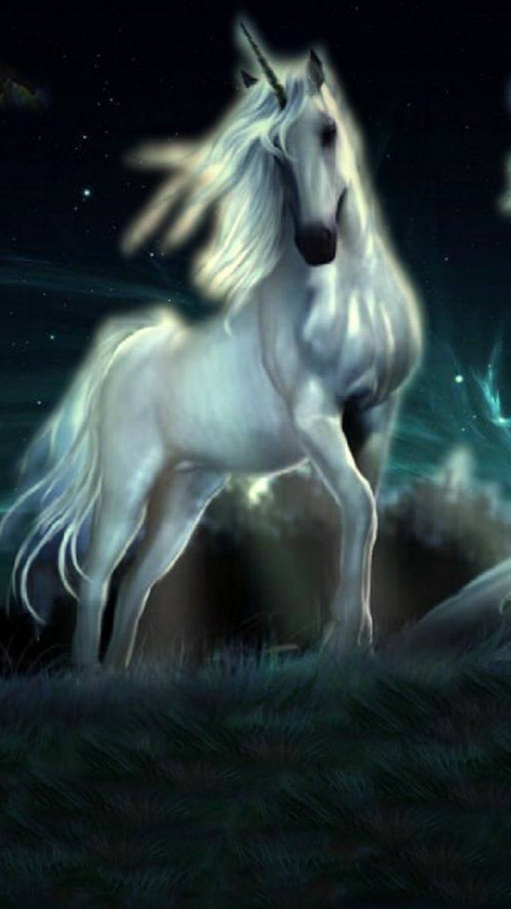 Glowing White Galaxy Unicorn Painting