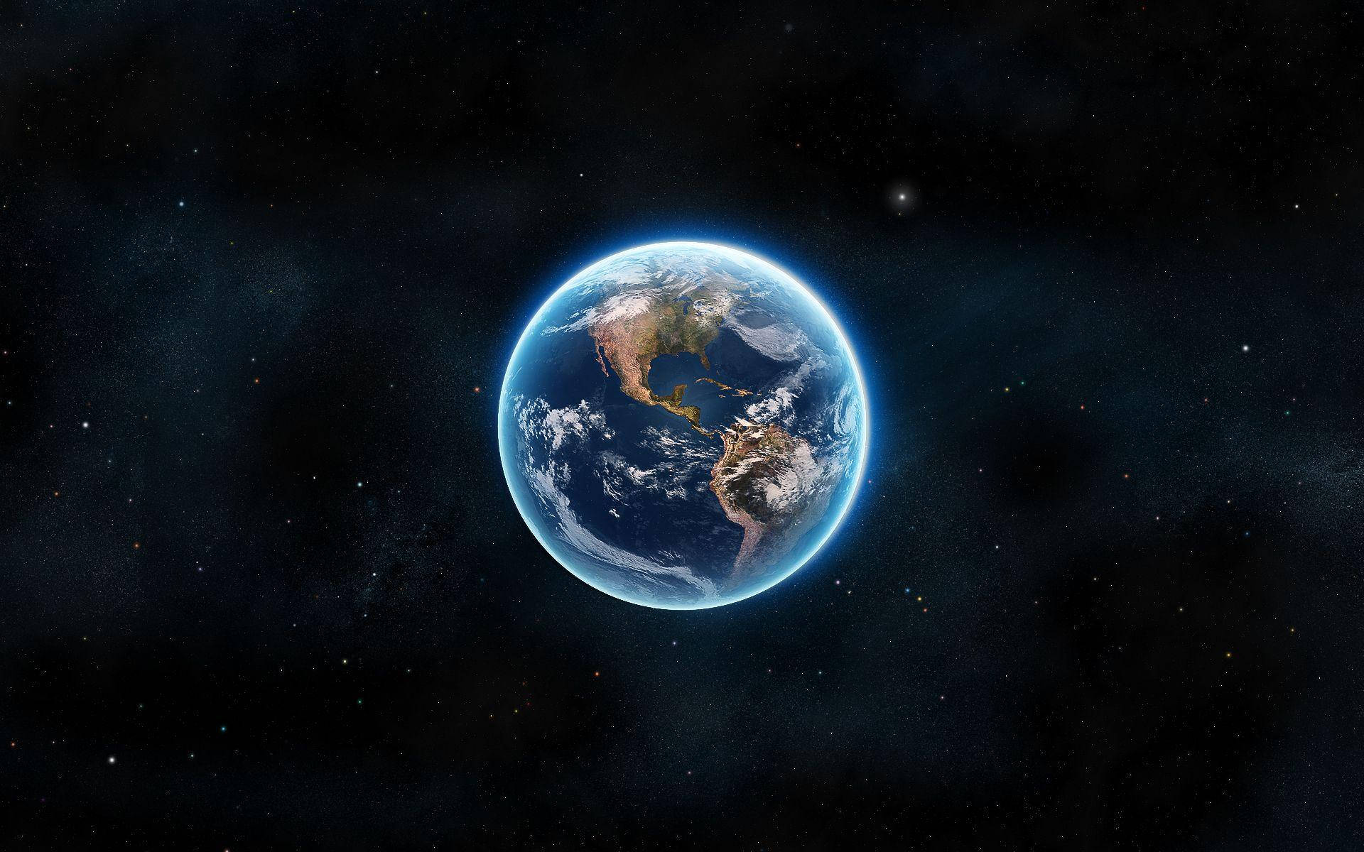 Glowing World Globe In Space Background