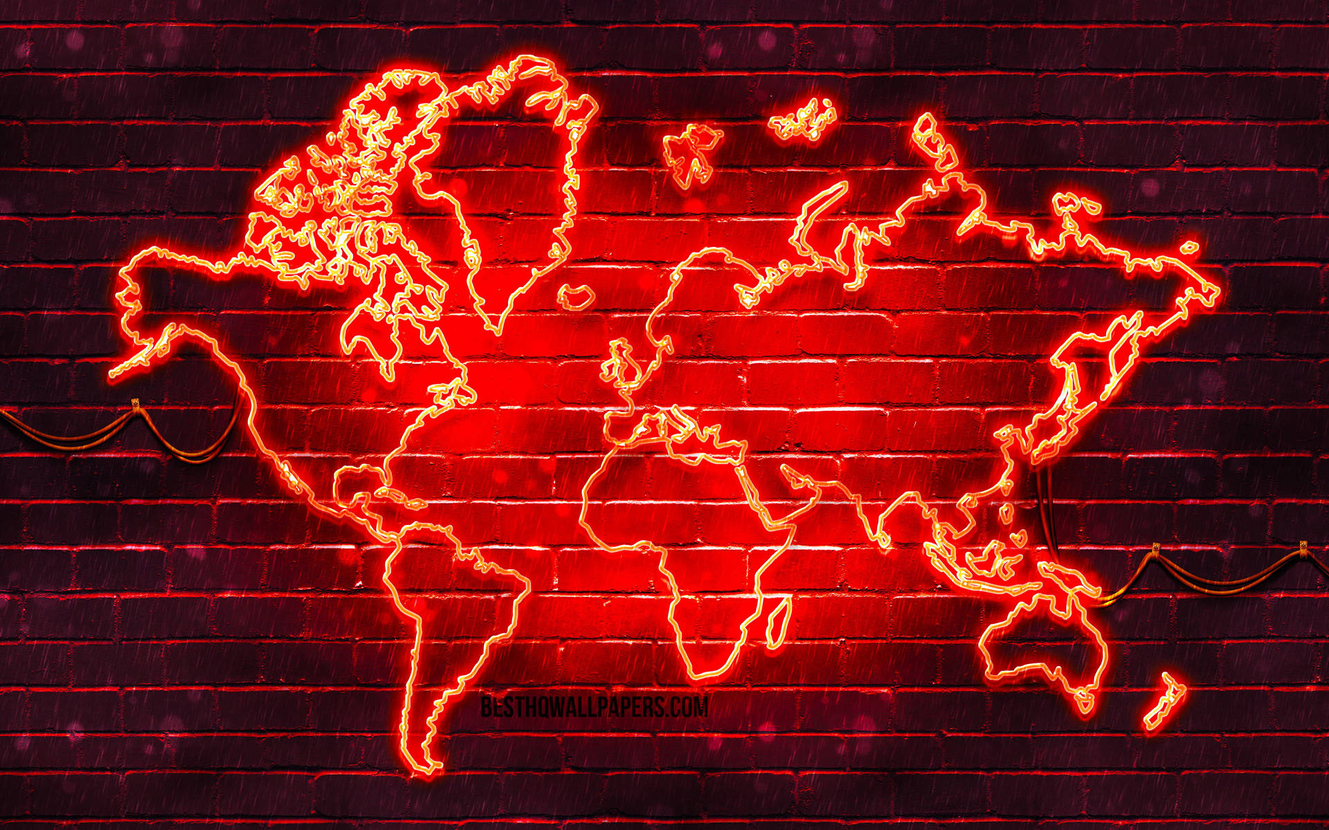 Glowing World Red Topographic Map Background