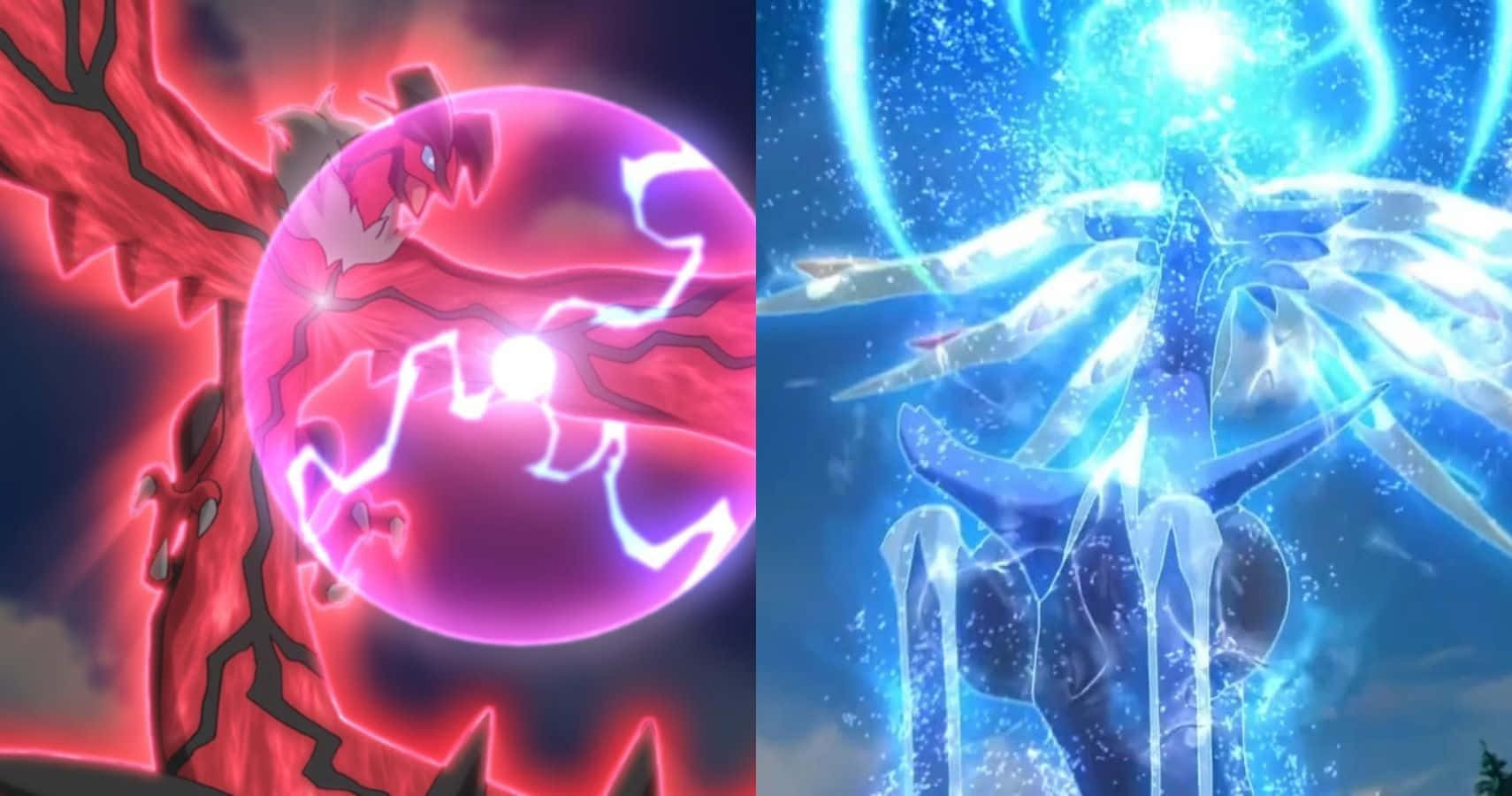 Glowing Yveltal And Xerneas Side By Side