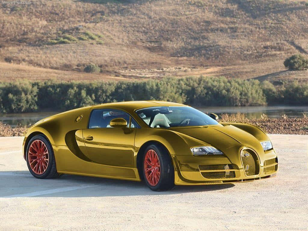 Go For A Luxurious Ride In The World-renowned Gold Bugatti Veyron Car. Background