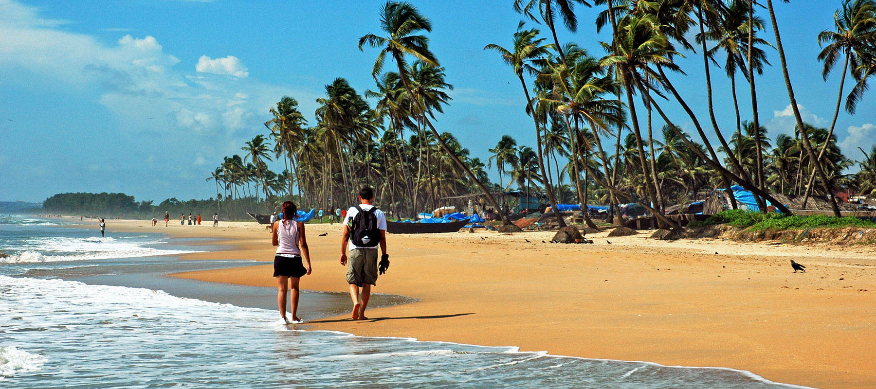 Goa India People Walking On Beach Background