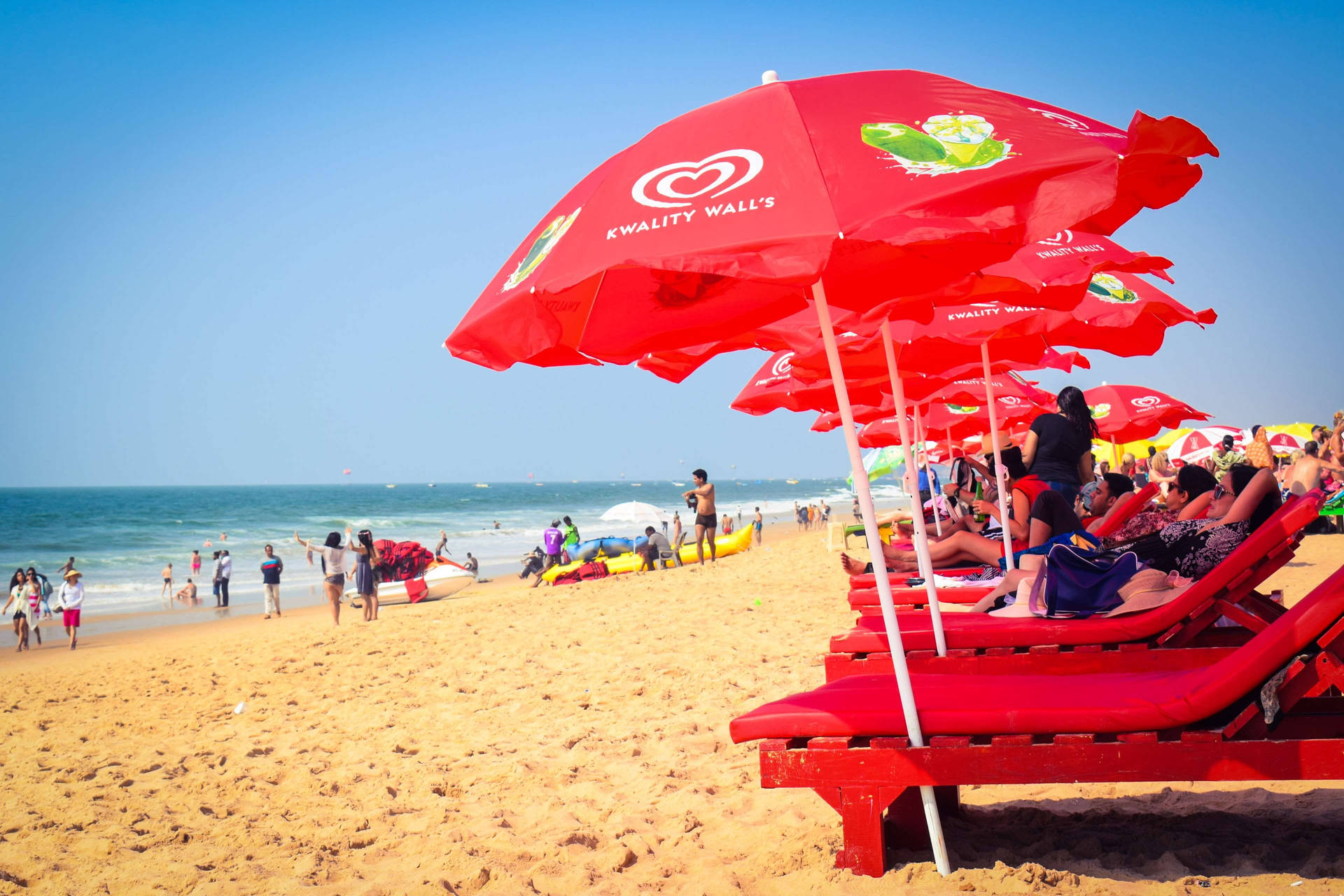 Goa India Red Umbrellas Background