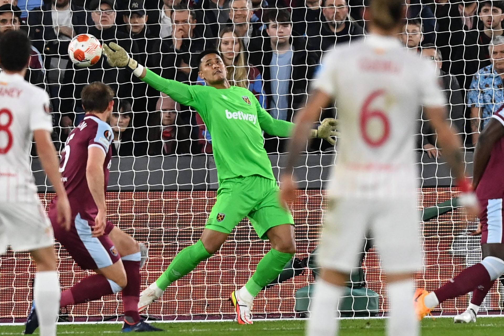 Goalkeeper Alphonse Areola Catching Ball Background