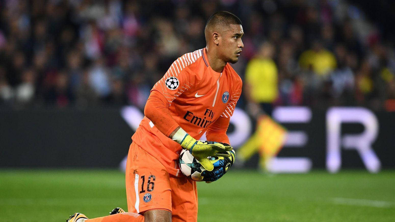 Goalkeeper Alphonse Areola Guarding Ball Background