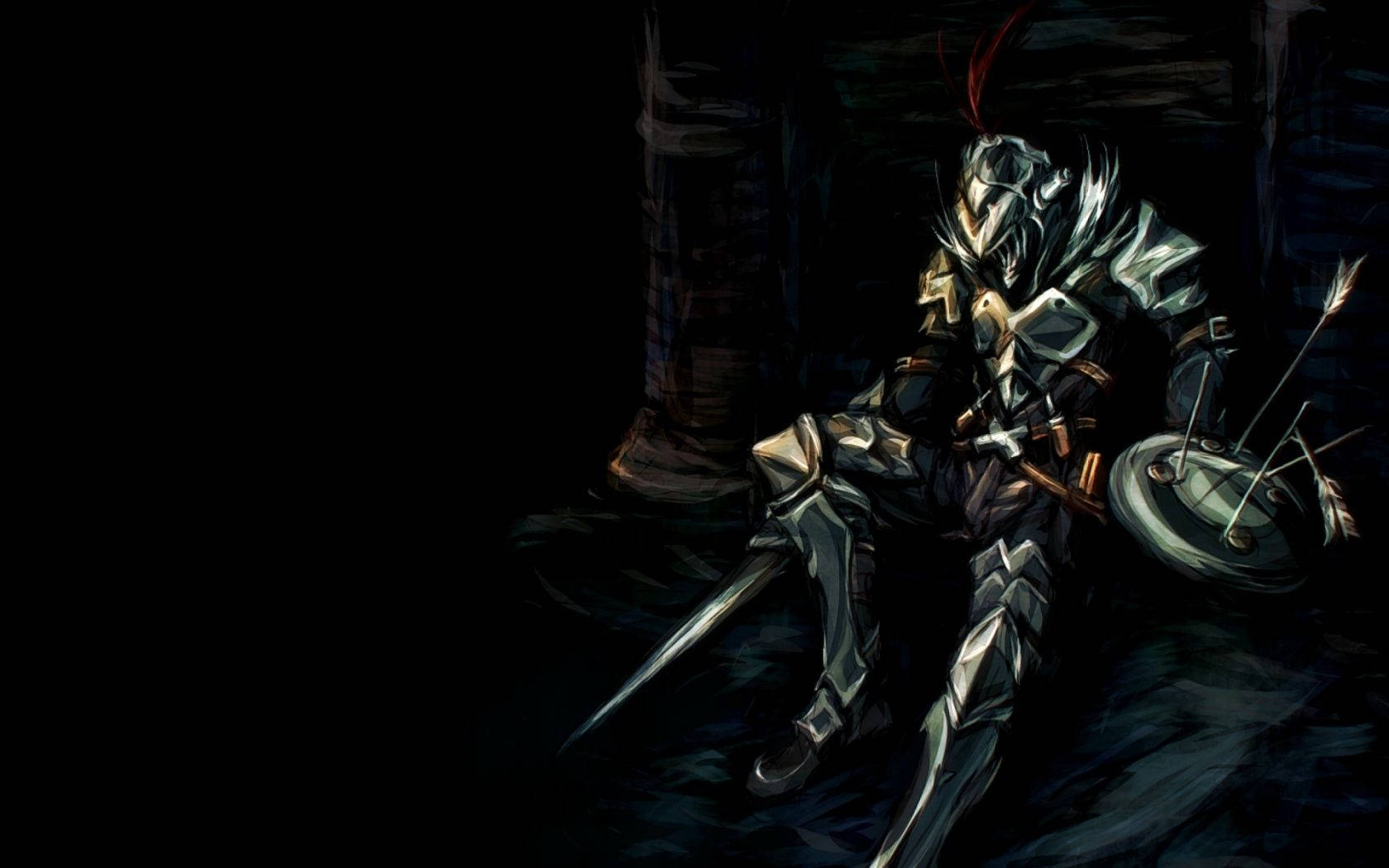 Goblin Slayer, Clad In Dark Armor And Ready To Slay Background