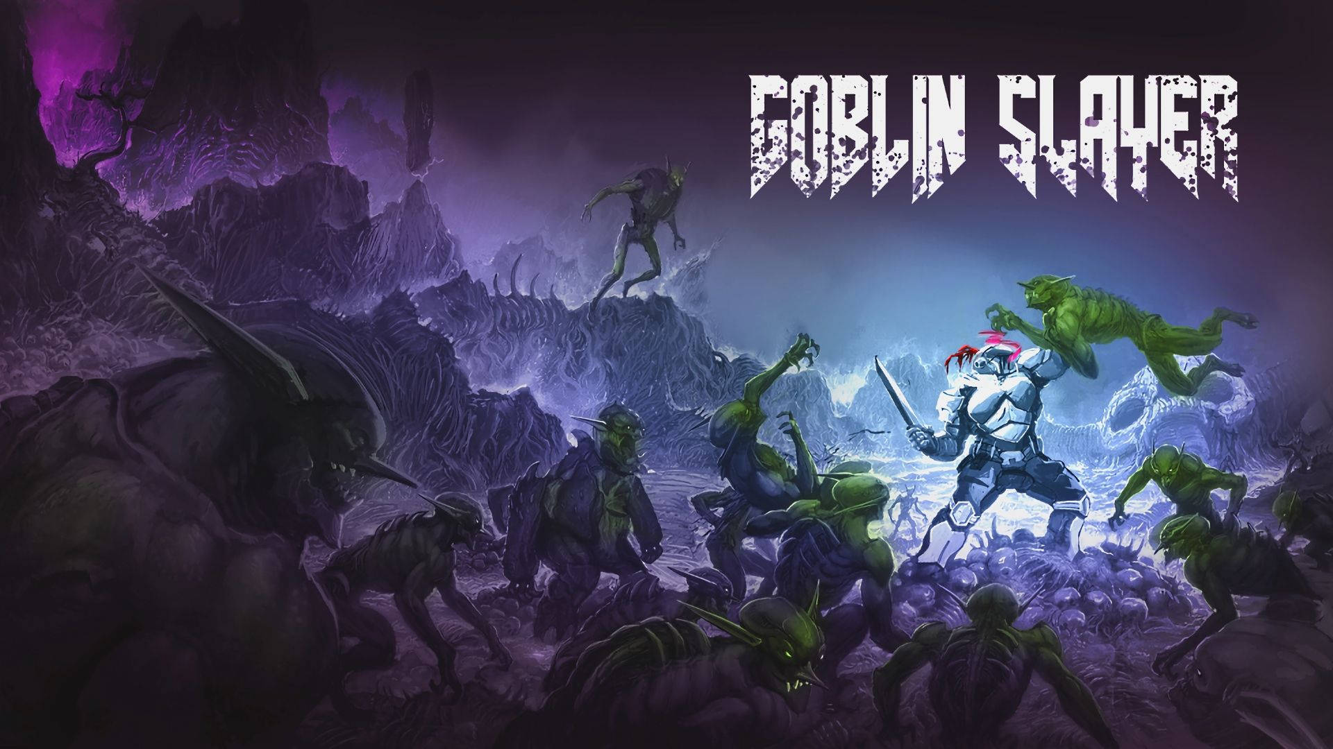 Goblin Slayer In A Fierce Battle Background